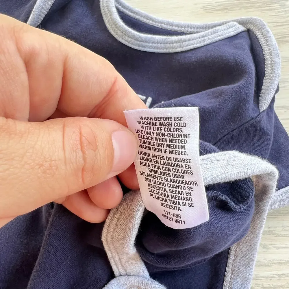 Carter's Baby Boy 3 Months 'Little Brother' Blue Gray Bodysuit One-Piece